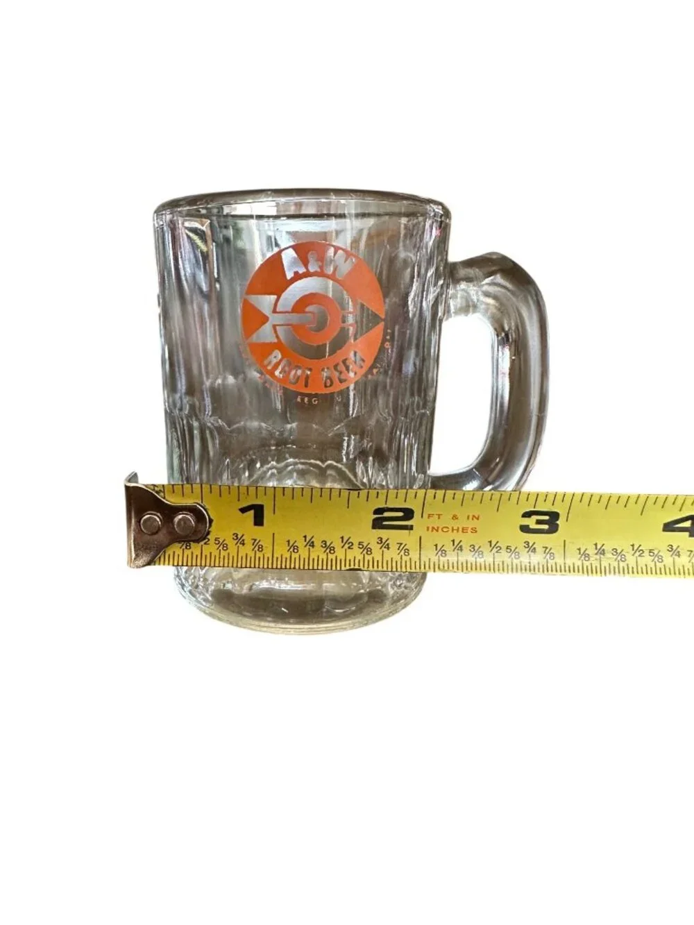 A&W Root Beer Vintage Glass Mug With Handle - Retro Orange Logo - Heavy-Duty